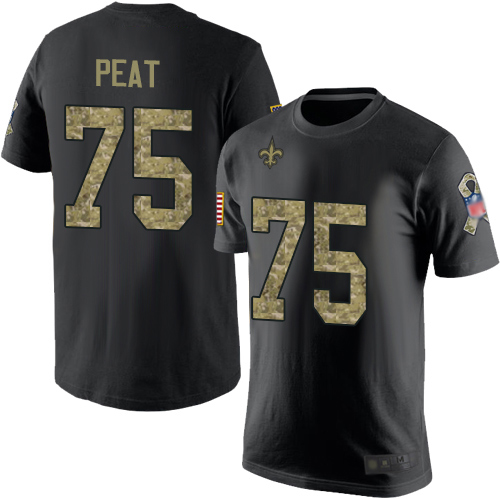 Men New Orleans Saints Black Camo Andrus Peat Salute to Service NFL Football #75 T Shirt->nfl t-shirts->Sports Accessory